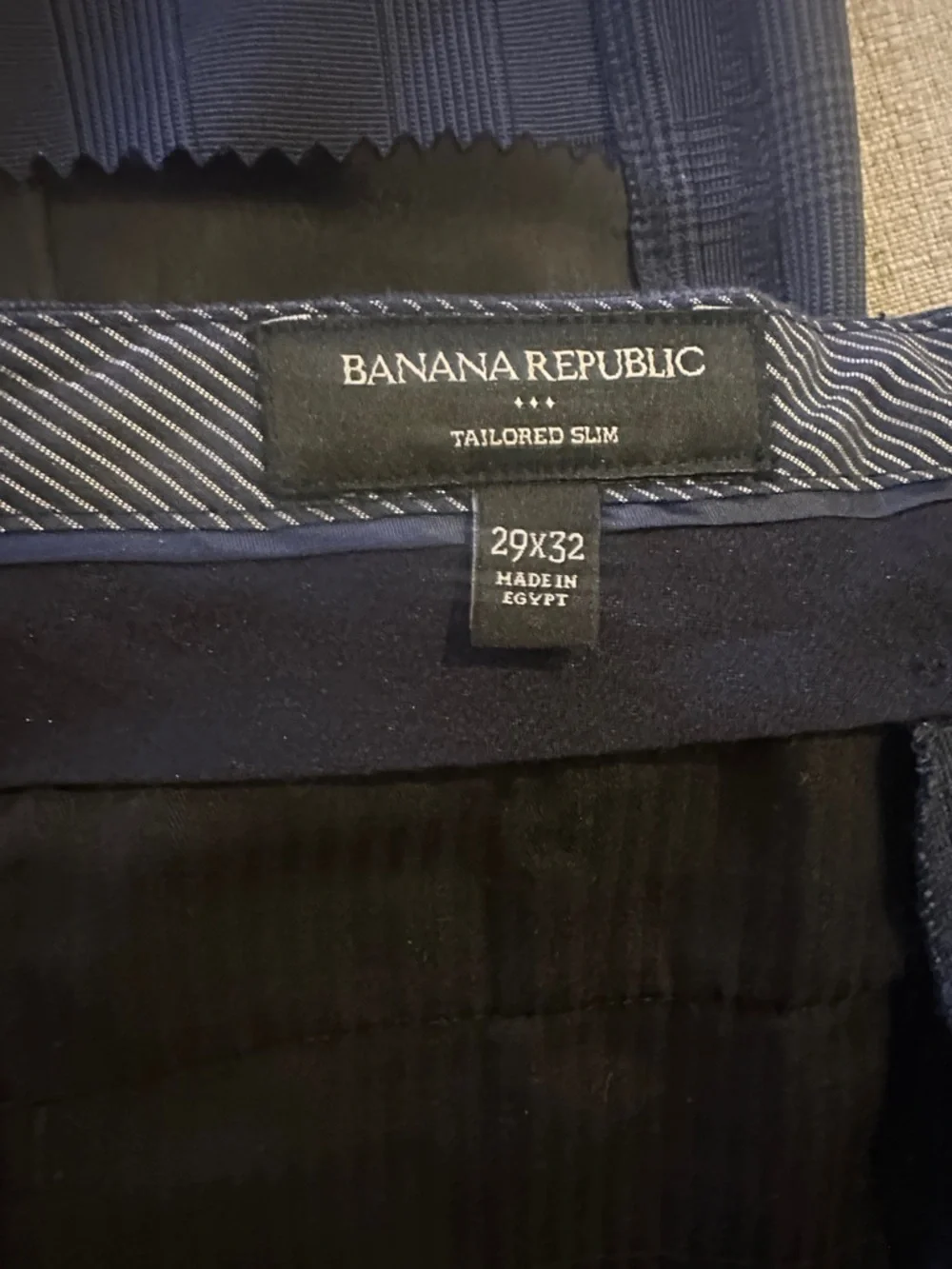 Banana Republic Men's Navy Windowpane Dress Pants Preloved